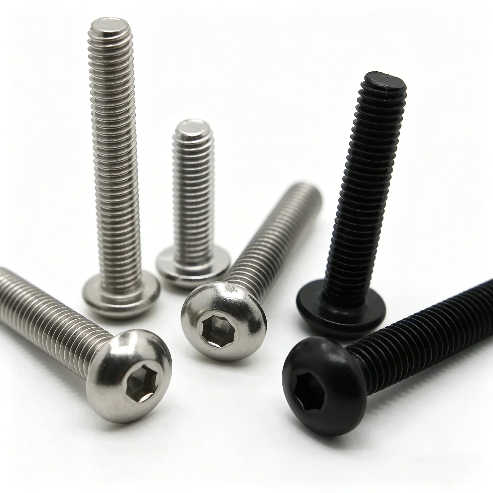 

5-50p ISO7380 M2 M2.5 M3 M4 M5 M6 M8 304 A2 Round Stainless Steel or Black G10.9 Hex Socket screw Button Head Allen Bolt Screws