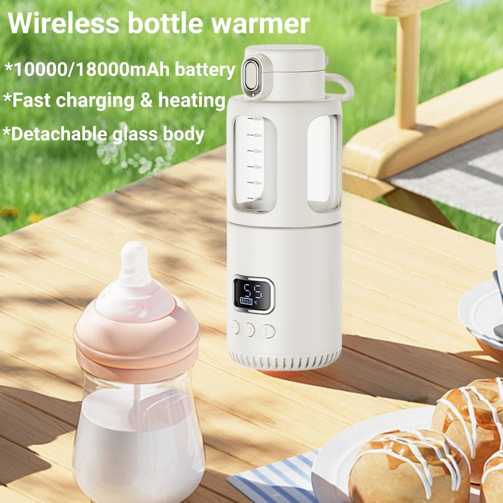 Wireless Bottle Warmer For Baby Milk USB Rechargeable Fast Heating 5200mAh/18000mAh Travel Portable Electric Baby Bottle Heater