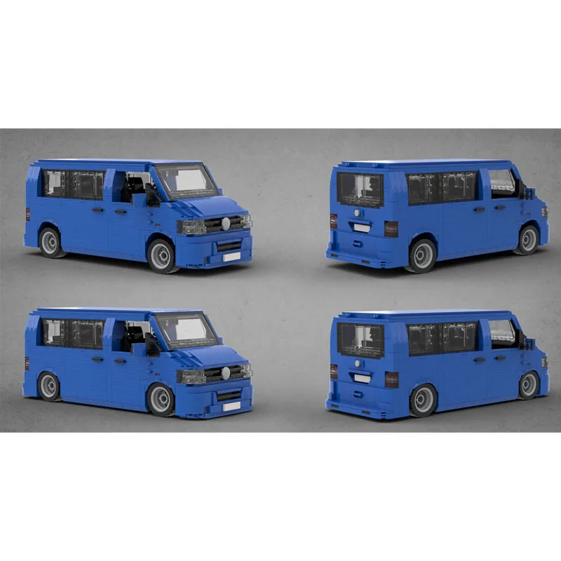

MOC-144044 Classic New Style Blue T5 Bus Multipurpose Truck Building Model 1654 Parts MOC Creative Boy Children's Toy