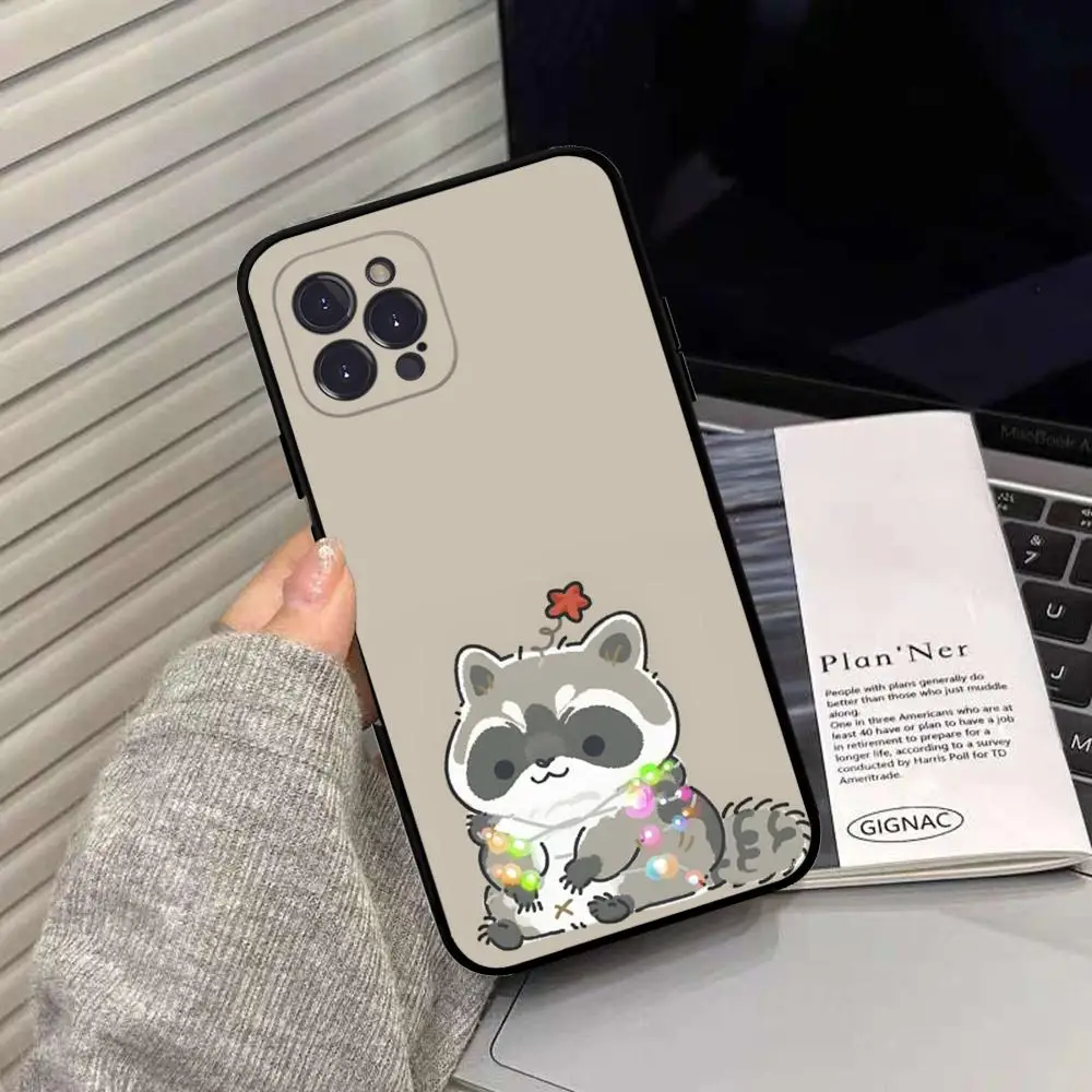 Raccoon Cute Phone Case Silicone Soft for iphone 15 14 13 12 11 Pro Mini XS MAX 8 7 6 Plus X XS XR Cover