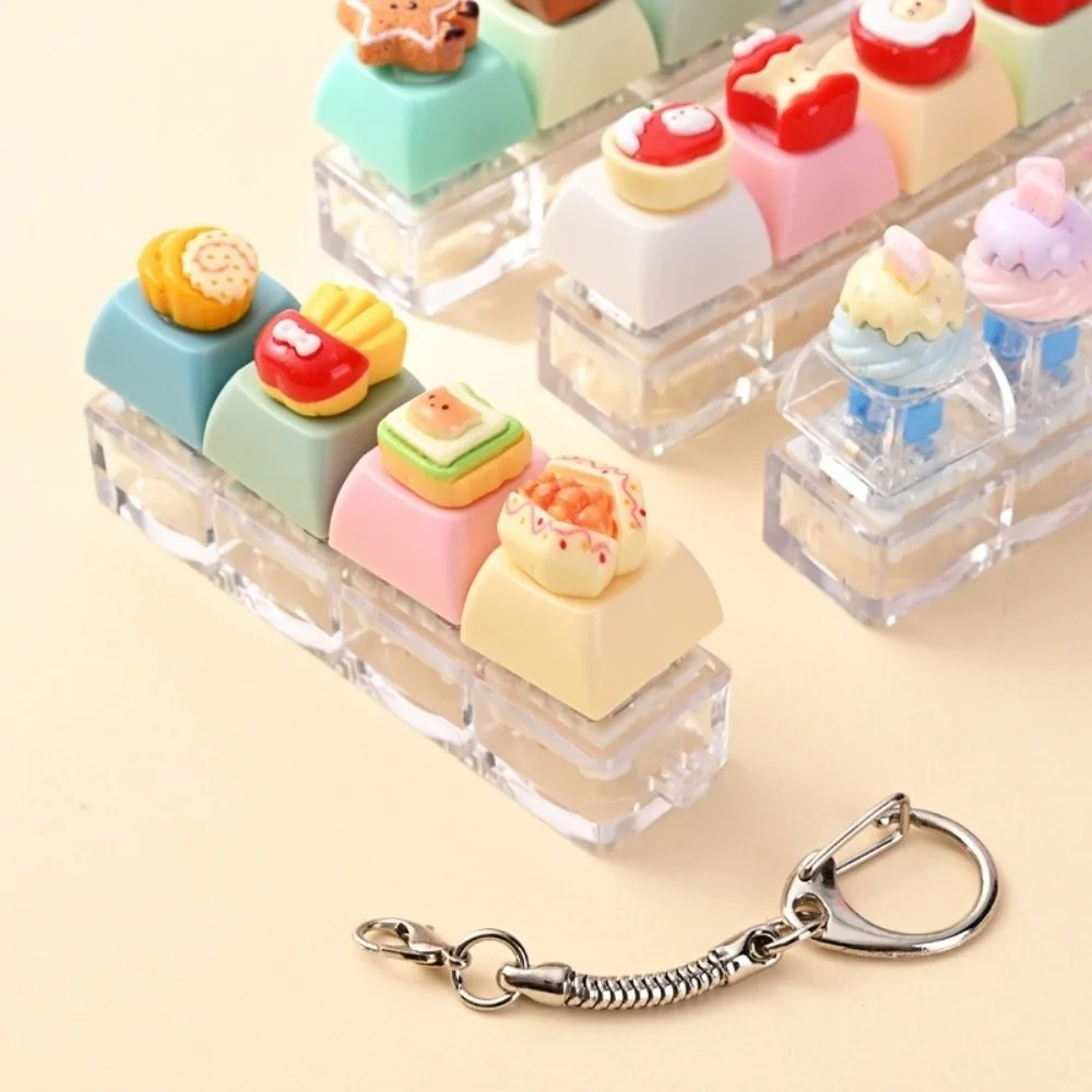 Mechanical Keycap Fidget Keychain Finger Button Clicker Button Keycap Keychain Pass The Time 4 Key Finger Press Keycap Keychain
