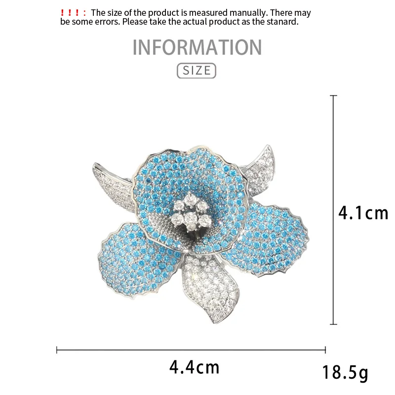 Light Luxury Women's Brooches Iris Corsage Colored Cubic Zirconia Elegant Atmospheric Clothing Accessories Pin Copper Jewelry