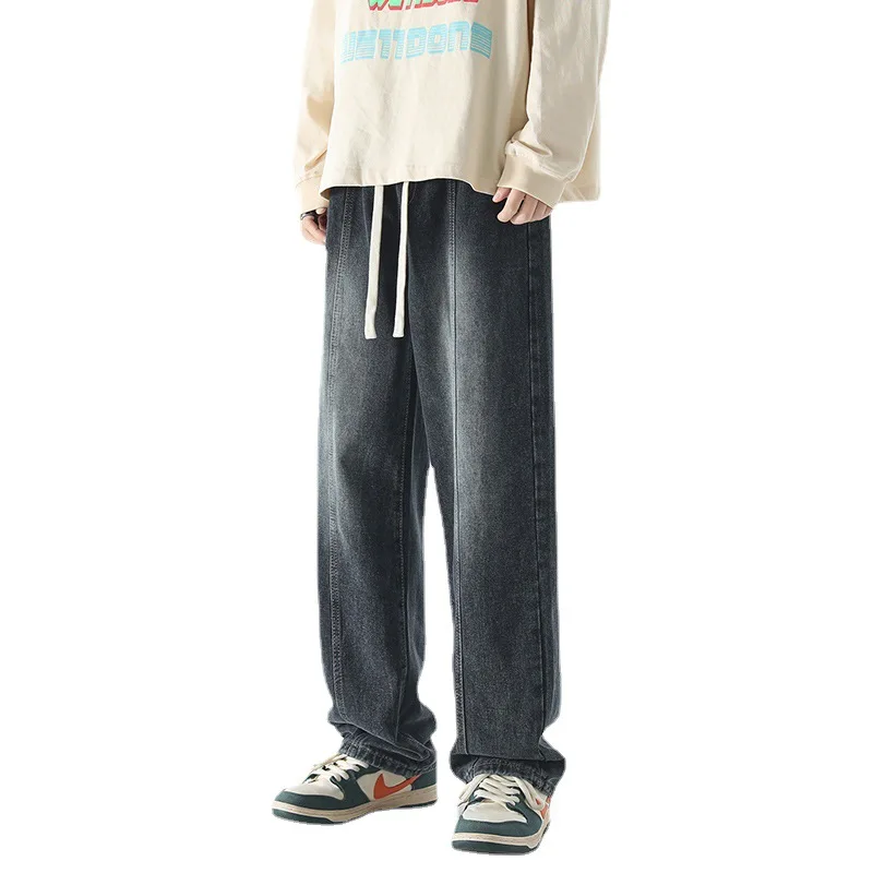 Autumn New Vintage Wash Straight Leg Long Pants Men's Fashion Brand Loose American High Street Jeans baggy cargo jeans