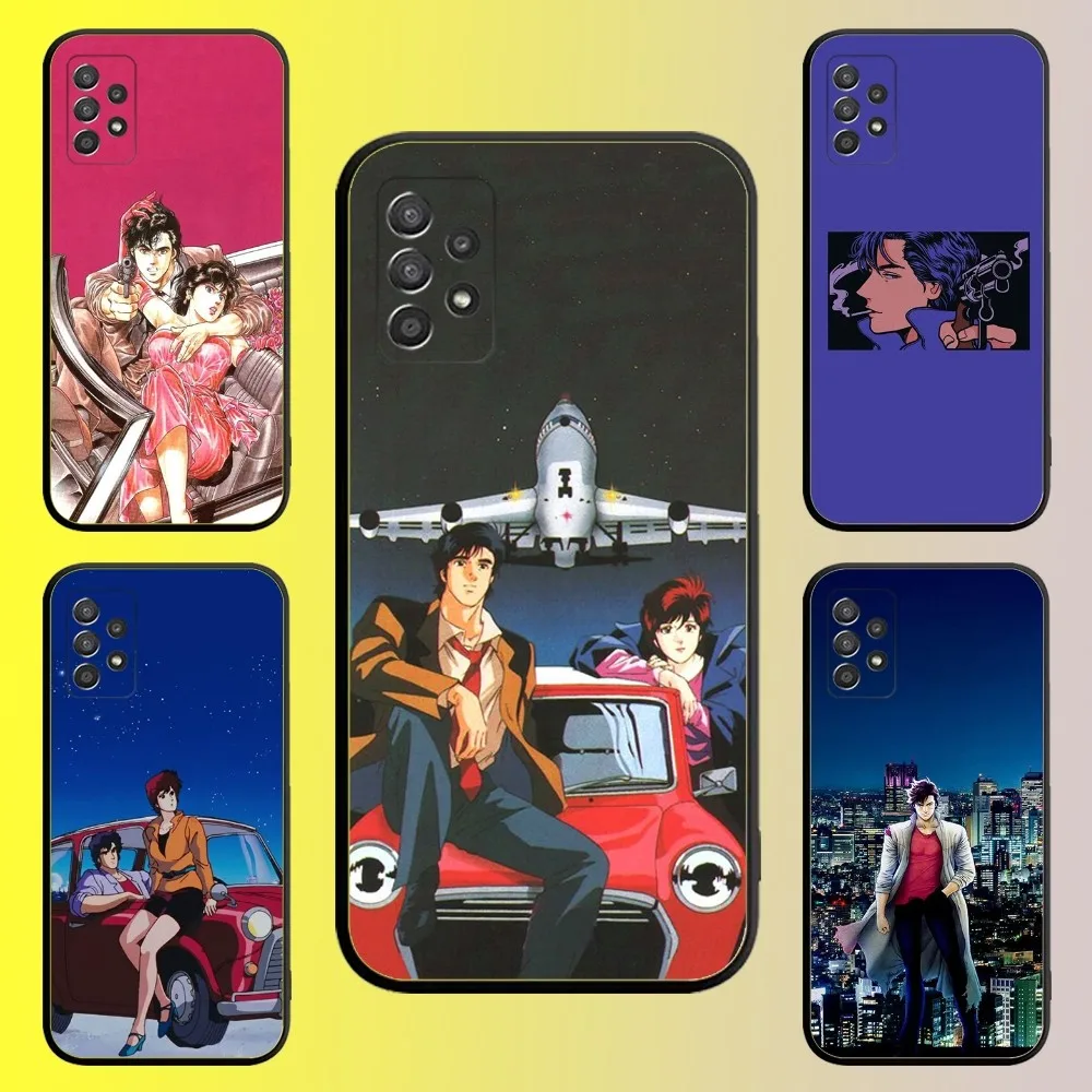 Retro City Hunter Comic Phone Case For Samsung Galaxy A13,A21s,A22,A31,A32,A52,A53,A71,A80,A91 Soft Black Shell