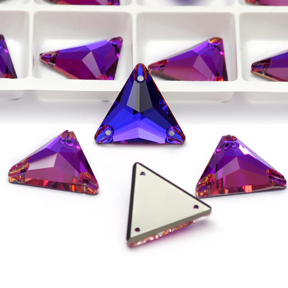 Pubrilex Dreieckige Aufnähbare Strasssteine Großhandel Glas Flache Rückseite Glitzer Näh-Strass-Applikation für Handarbeiten Kleidung Kleider – Detail 17