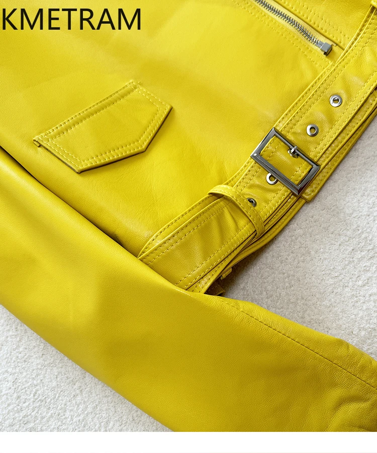 100% strato superiore giacca di pelle di pecora donna motociclista giacche corte in vera pelle novità in capispalla vestiti autunnali 2025 donna veste femme