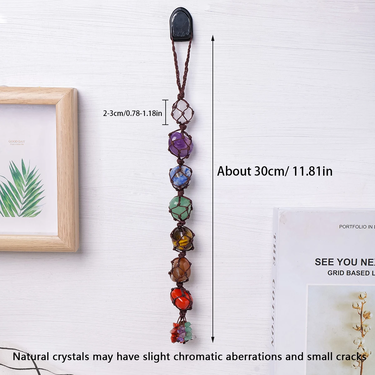 1PC ciondolo Chakra in cristallo naturale burattato ciondolo auto in pietra curativa Yoga Chakra Energy Gem decorazione regalo