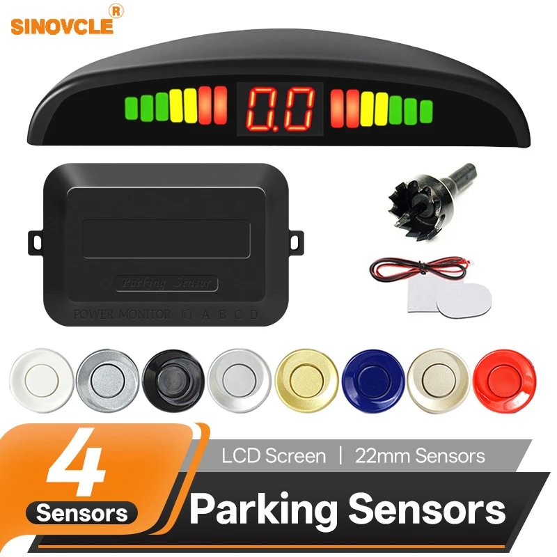 SINOVCLE LED نظام استشعار مواقف السيارات الخلفية باركترونيك رصد عرض النسخ الاحتياطي الجرس 4 أجهزة الاستشعار 22 مللي متر 12 فولت