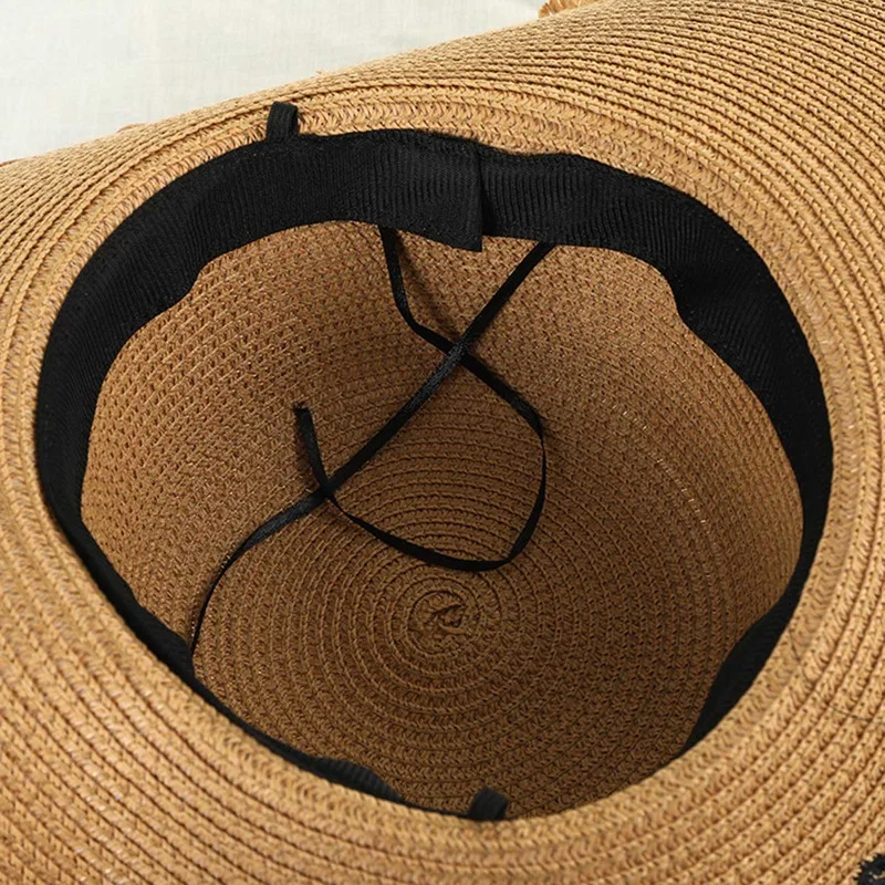 Large Chapeau Women Summer Panama Beach Holiday Headwear Oversized Hawaii Sun Hats Wide Brim Elegant Straw Bucket Hat Church