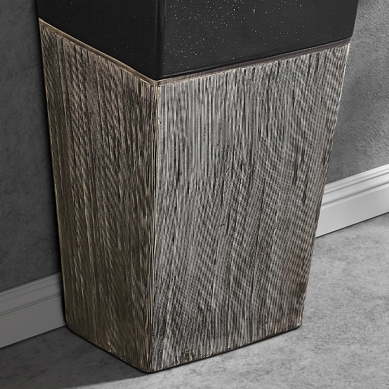 Potted Plants On StandsModern Obsidian Vertical Grain Column Pedestal Sink Basin For Bathroom Use Water Resistant