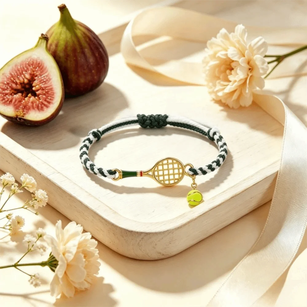 Adjustable Tennis Racket Bracelet Lightweight Design Handwoven Handwoven Bracelet Vintage Style Copper Material Couple Bracelet