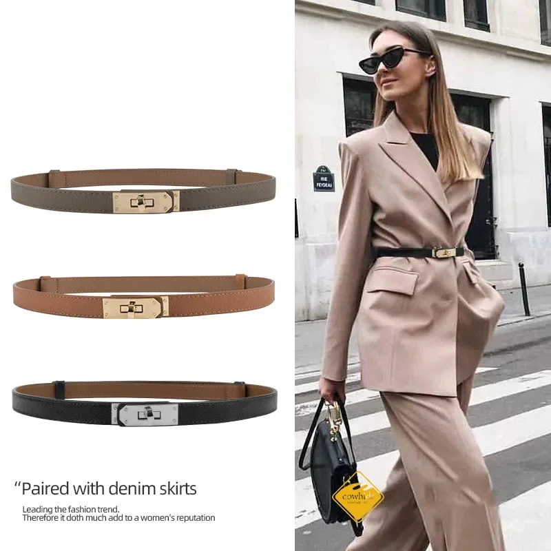 Belt for Women High-end Feel Women's Fine Leather Fashionable Waist Accessories Cowhide Belt Versatile Decoration with Dress