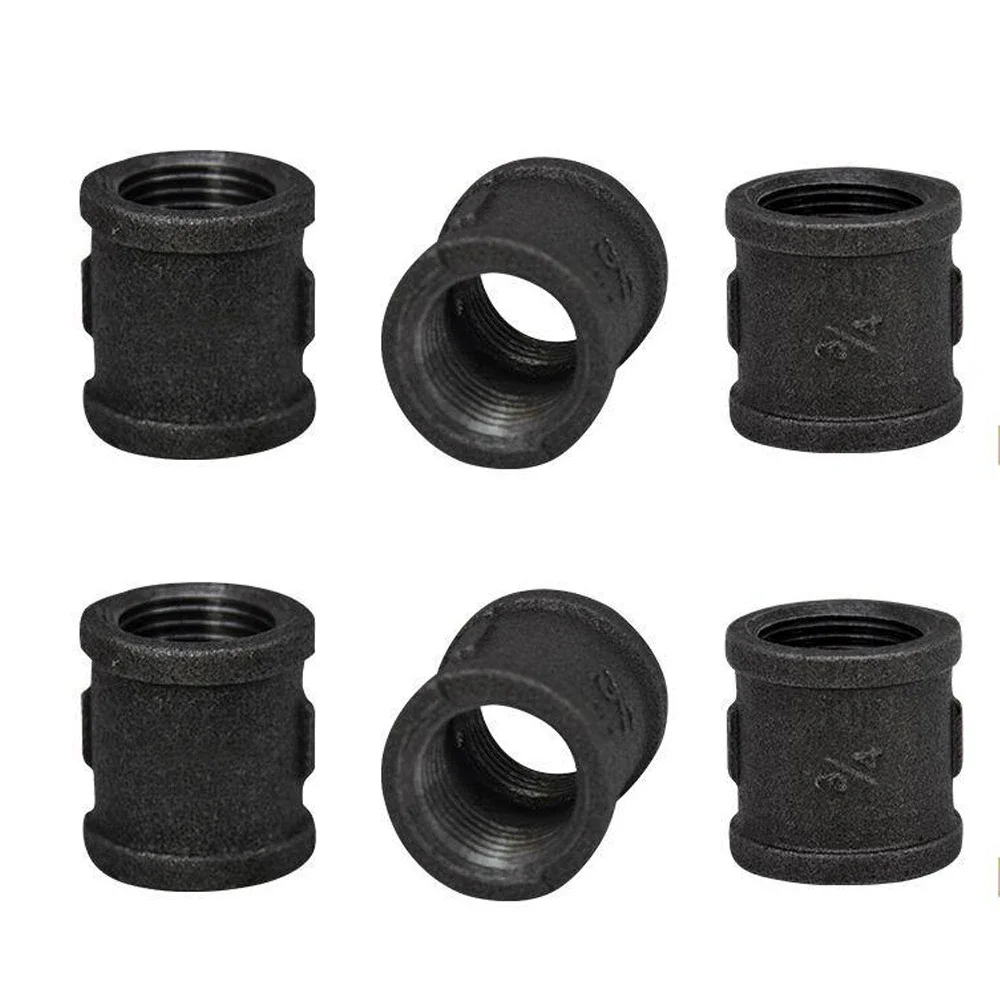 

10 шт. фитинги для труб из темного ковкого железа, антикварный соединитель в стиле лофт, литые резьбовые трубы 1/2 дюйма, 3/4 дюйма, 1 дюйм, фитинги для железных труб