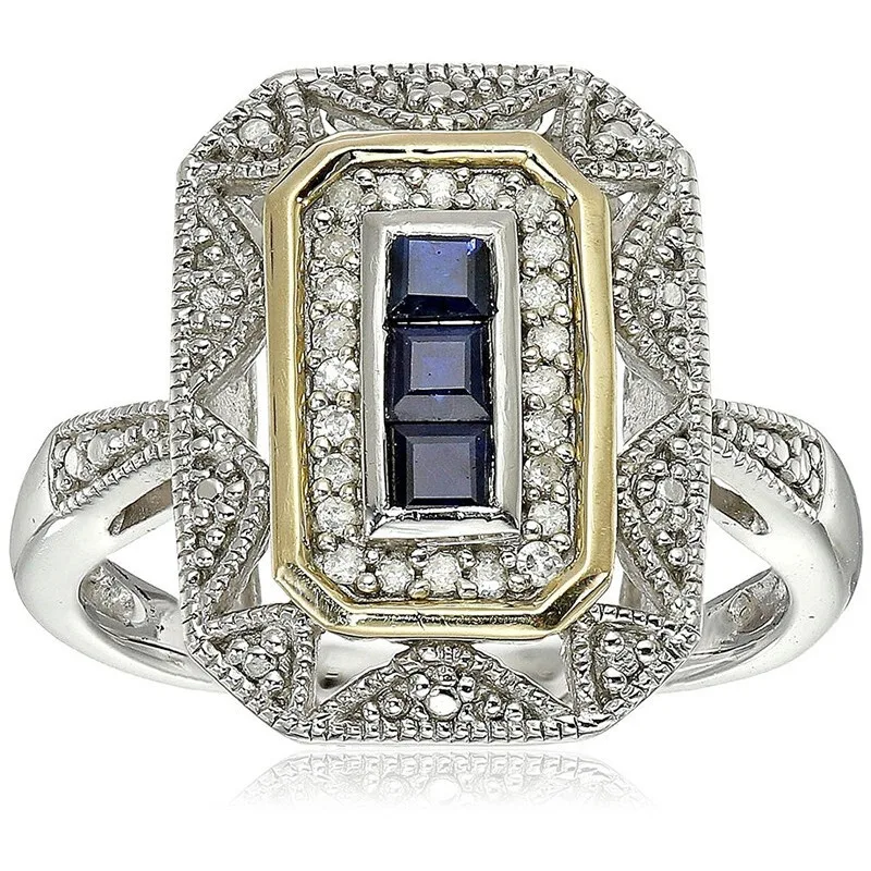 Vintage Princess Created Blue/rose Zircon Silvery Zircon Ring Size 6-10
