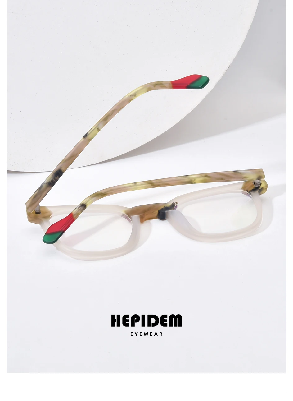 HEPIDEM Multi-Acetat-Brillengestell, Herren- und Damenmodell, Markendesign, quadratische Brille, japanische Handarbeit, Johnny Depp-Brille, 9269 – Detail 12