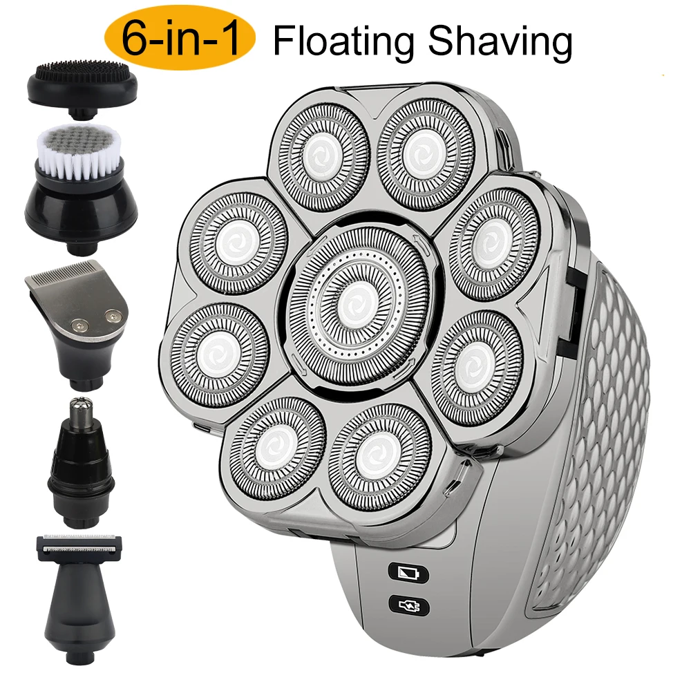 4D 9-Head Men's Electric Shaver, Rechargeable Bald Head Razor, Waterproof Wet/Dry Stand-Alone Unit with Box
