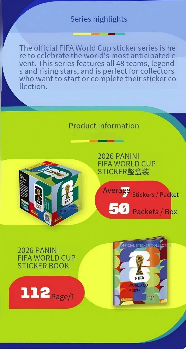 Panini Offizielles 2026 FIFA Weltmeisterschafts-Aufkleberpaket und Album Komplettes Sammlerset für Fußballfans – Detail 2