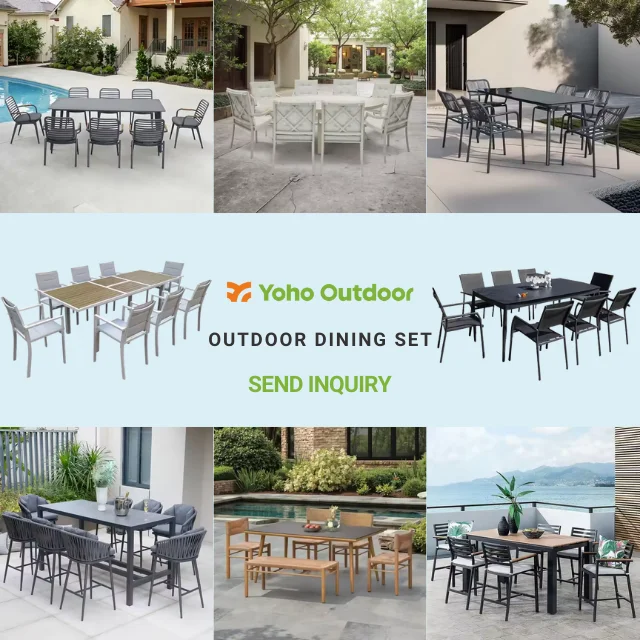7-piece PP Dining Table Chair Outdoor New Plastic Dining Set for Patio Garden Hotel Restaurant Dining Table and Chair