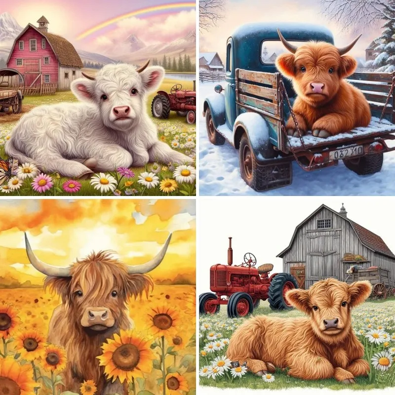 

Алмазная живопись для взрослых Highland Cow, алмазная живопись для детей крупного рогатого скота, алмазная живопись для взрослых, алмазная живопись, алмазная живопись