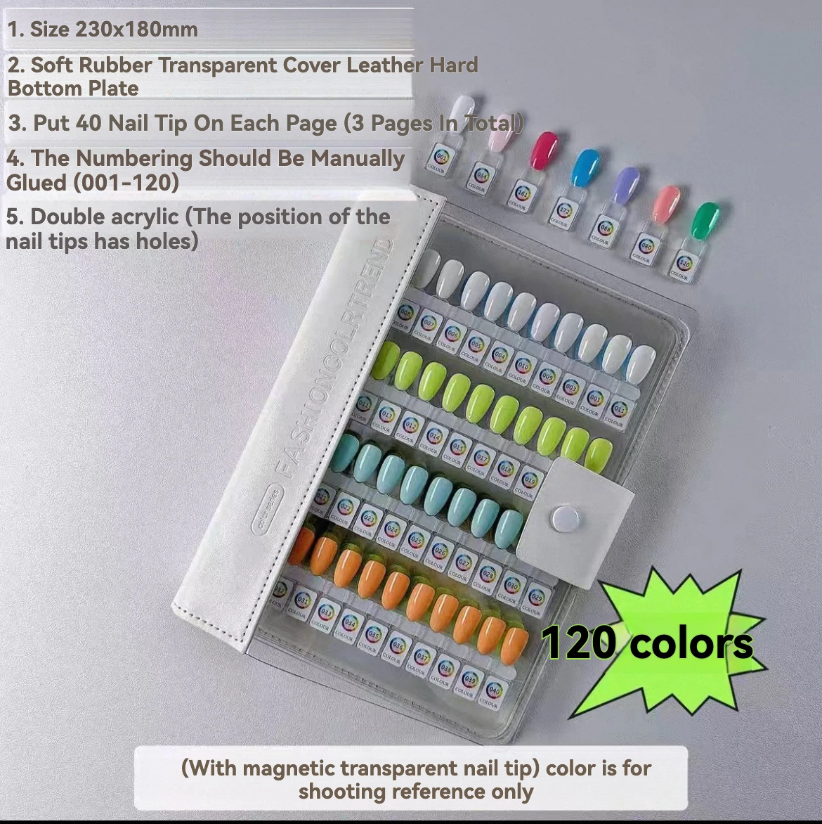 

120 Colors Nail Color Chart with Magnetic Gel Polish Display New Design Gel Polish Color Display Storage Nail Swatch Book