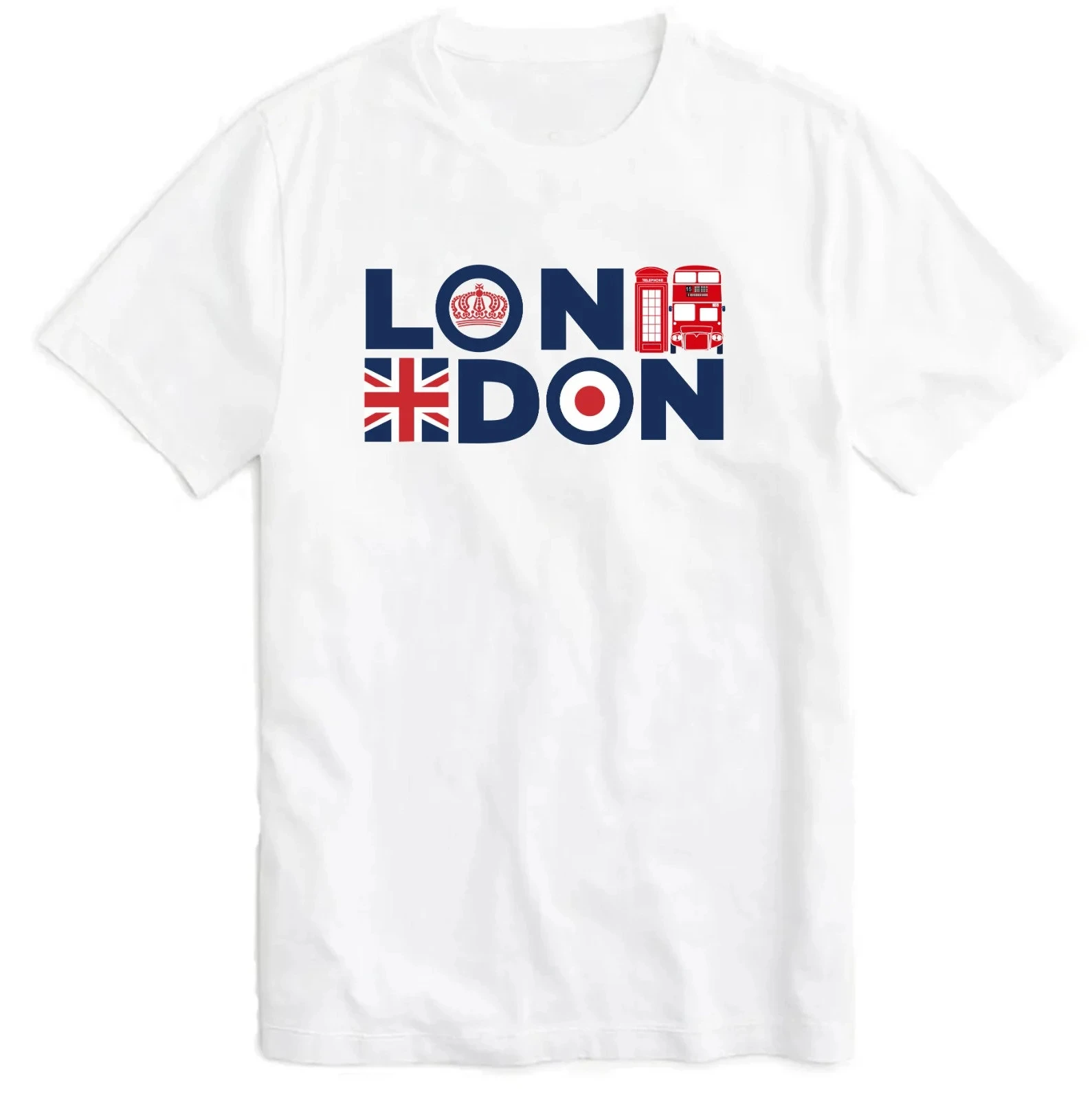 2026 Summer Casual Fashion London Holidays Tour England Souvenir Flag T-Shirt Bus Big Ben Phone Booth Crown King Top