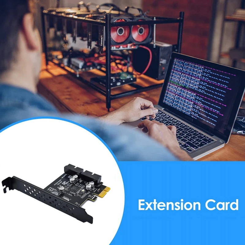 USB3.2 Pci-E Expansion Card Adapter 2-Port 19Pin Adapter Card Renesas D720201 5Gbps USB3 To Pci Express Adapter Card