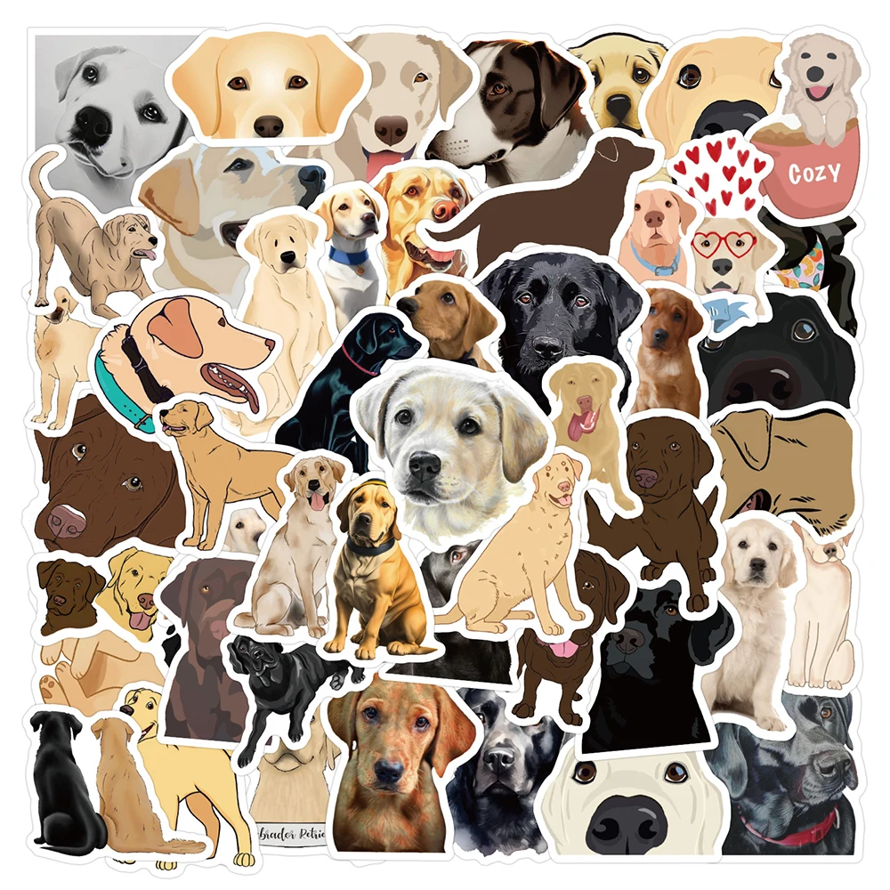 10/30/60pcs Cute Dog Labrador Stickers Cartoon Animal decalcomanie giocattoli fai da te cancelleria per bici telefono valigia frigo adesivo impermeabile