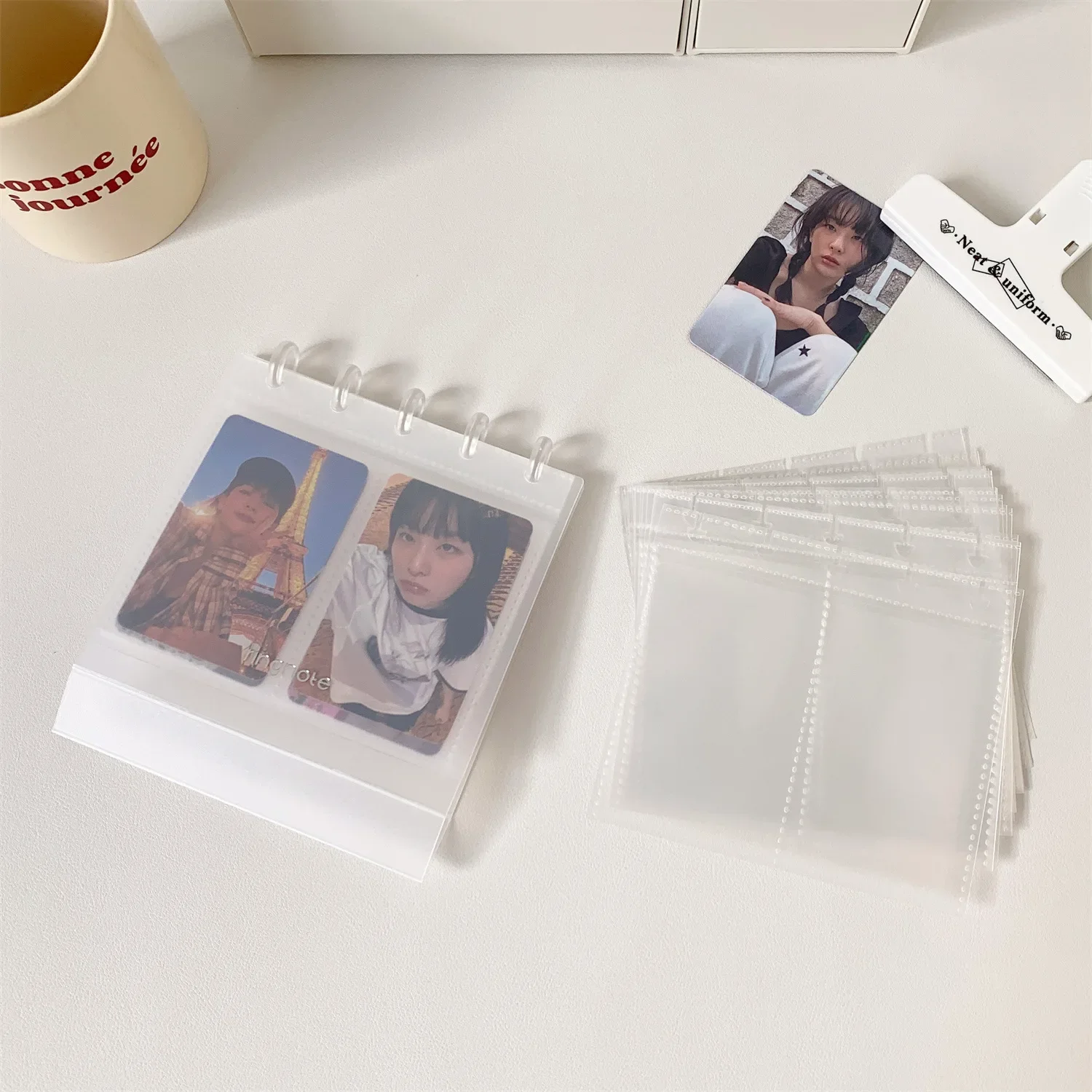 INS Minimalist Style Transparent Desktop Album 3Inch Polaroid Photo Favorites K-Pop Idol Photo Card Display Stand DIY Memos