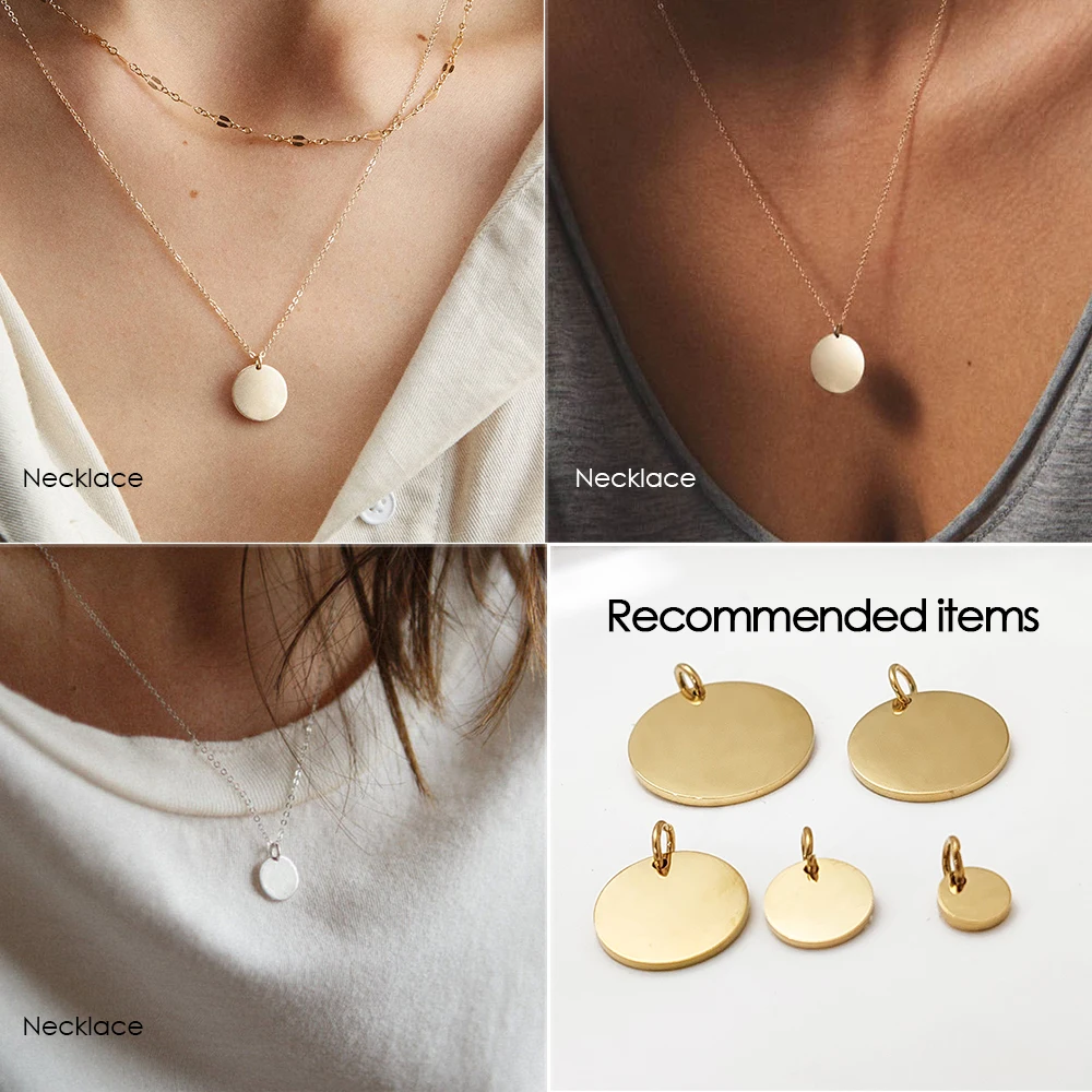 eManco 10PCS Stainless Steel Round Pendant   DIY Women\'s Necklace Jewelry Making 48-Hour Shipping
