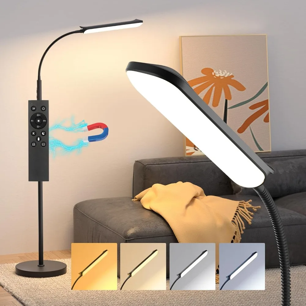 

18W Super Bright Floor Lamp for Living Room, Adjustable Stepless Colors & Brightness Gooseneck Standing Lamp,Eye Caring Reading