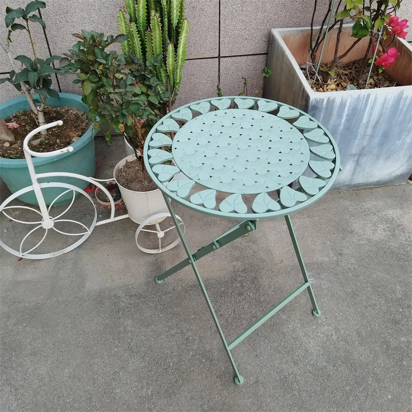 European-style wrought iron flower stand, simple flower pot stand, folding small round table flower stand