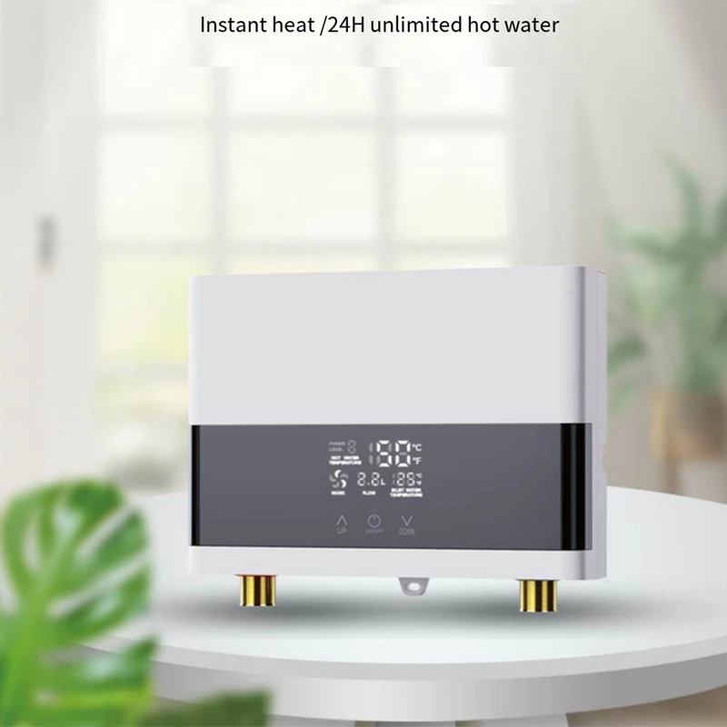 Calentador de agua AB43 eléctrico, calentador de agua caliente instantáneo con Control remoto, válvula reguladora de temperatura del agua pantalla táctil LCD