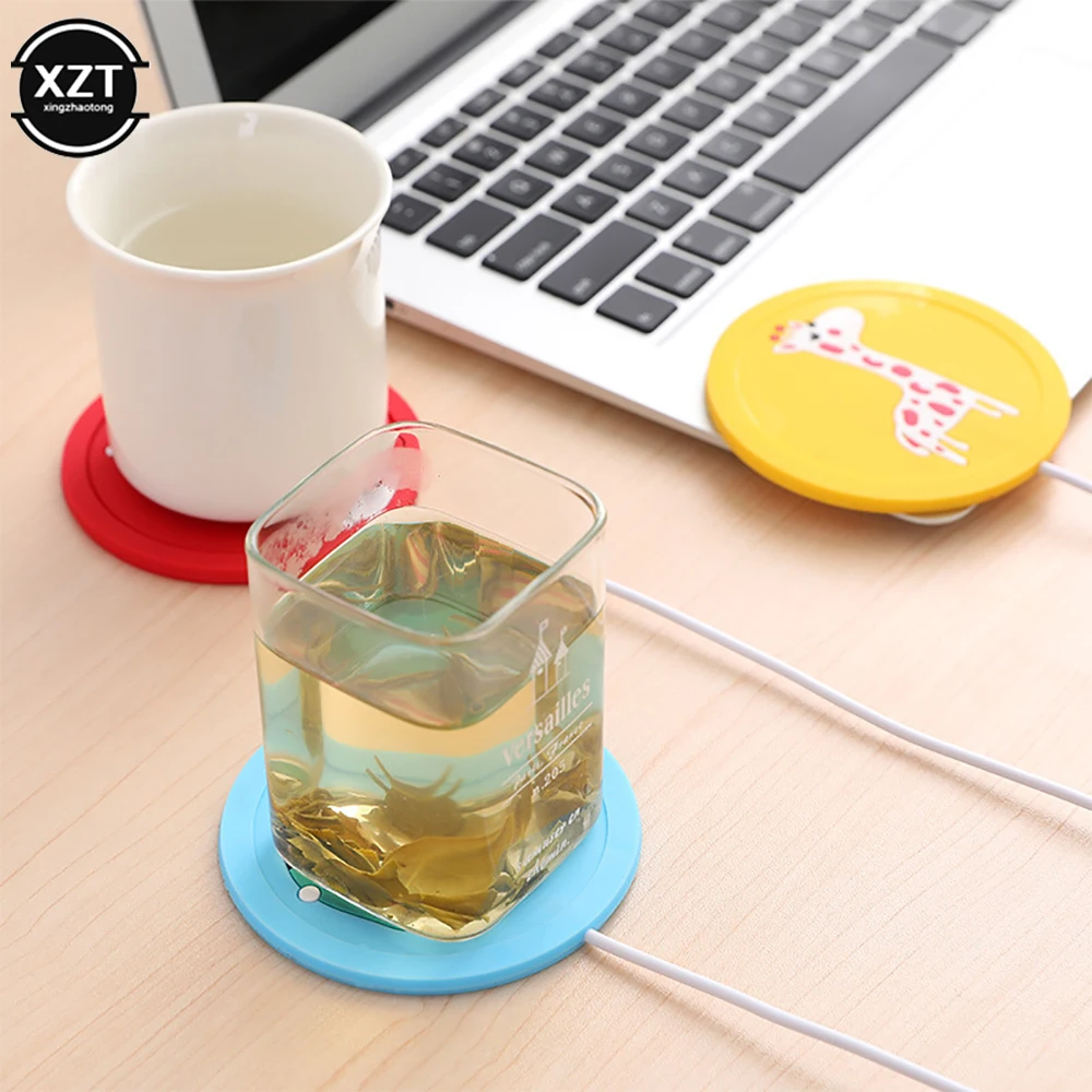 USB Electric Heating Coaster Mug Heater Heater Desktop Cup Warmer For Coffee Milk Tea USB Power Cartoon Thermostatic Mat Kitchen