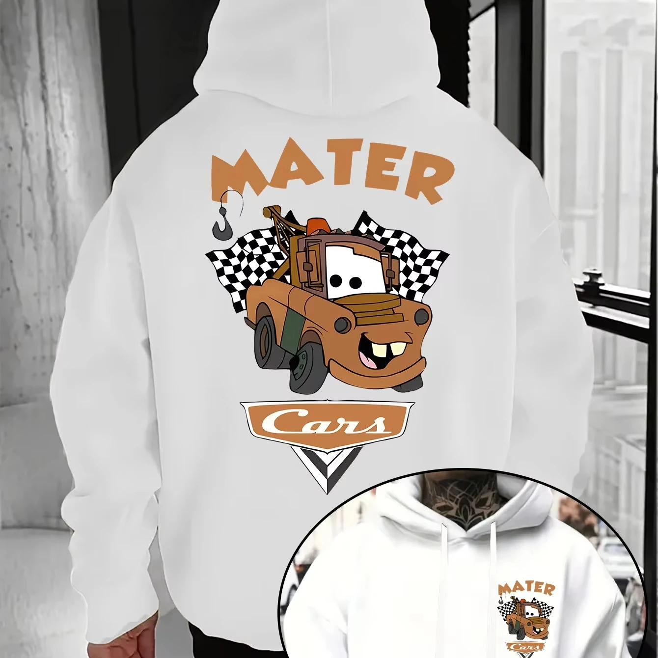 

Мужская толстовка с капюшоном Disney Cars Mater 2026, осенне-зимняя, повседневная, унисекс, пуловер, свитшот, спортивный костюм, одежда, оверсайз, уличный стиль