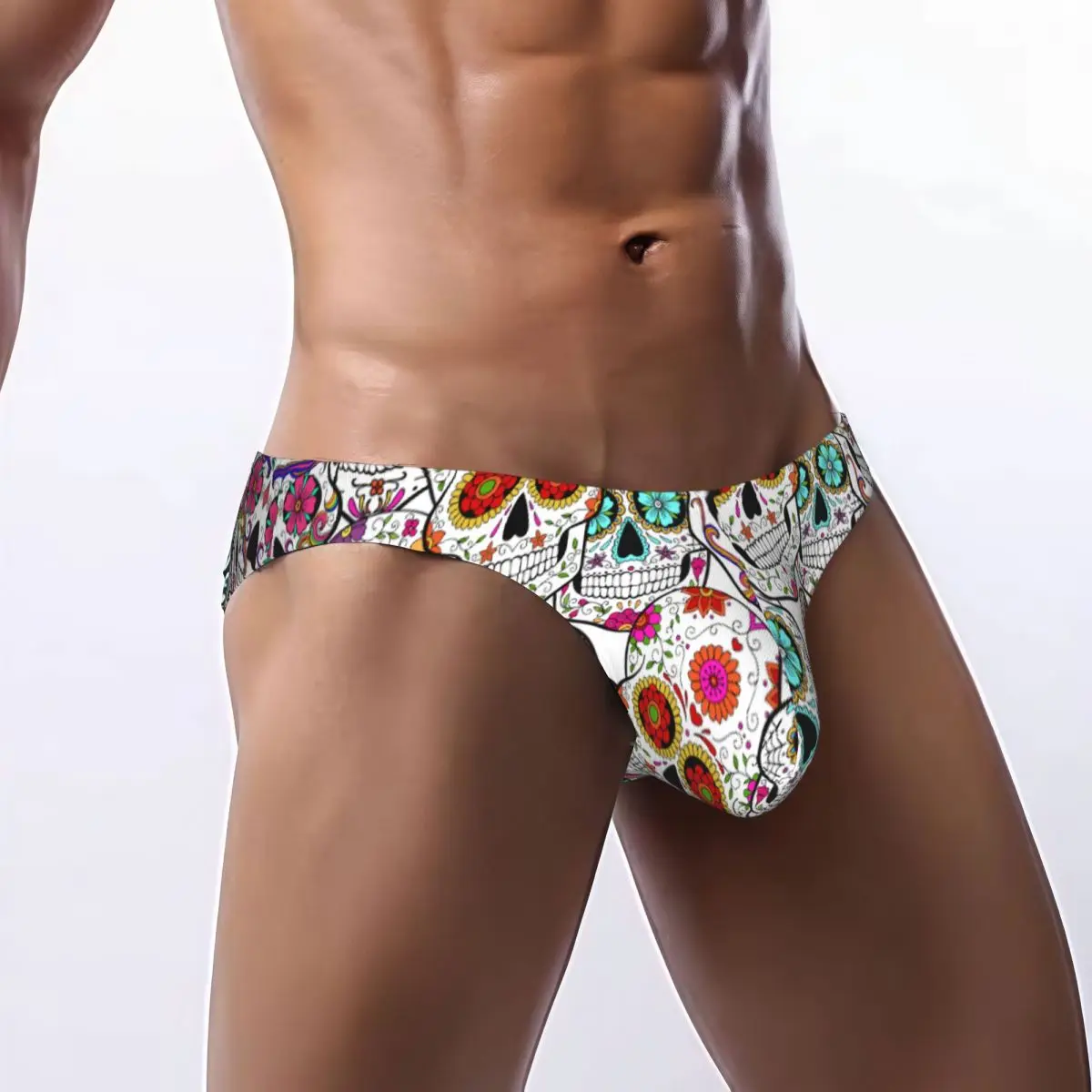 

Sexy Man's Underwear Briefs Sugar Skulls Abstract Print Men Underpants