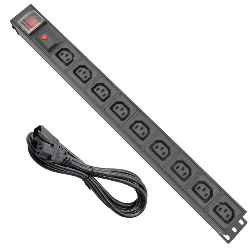 

Network Rack PDU aluminium alloy Power Strip 9 Ways C13 output socket With 2m extension cable C14 interface overload protection