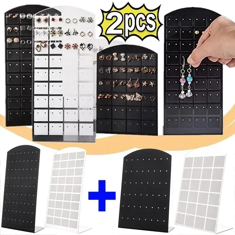 1-2pcs Fashion Portable Earrings Ear Studs Holder Plastic Jewelry Display Holders Earring Showcase Organizer Stand Storage Rack