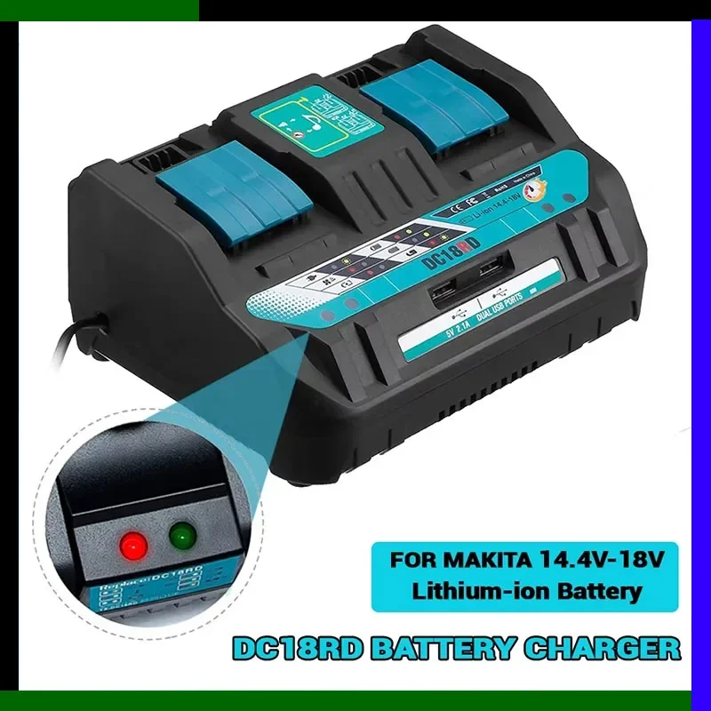 

Новейшее зарядное устройство с двойным литий-ионным аккумулятором 4А, ток зарядки для Makita 14,4 В 18 В BL1830 Bl1430 DC18RC DC18RA, быстрая зарядка
