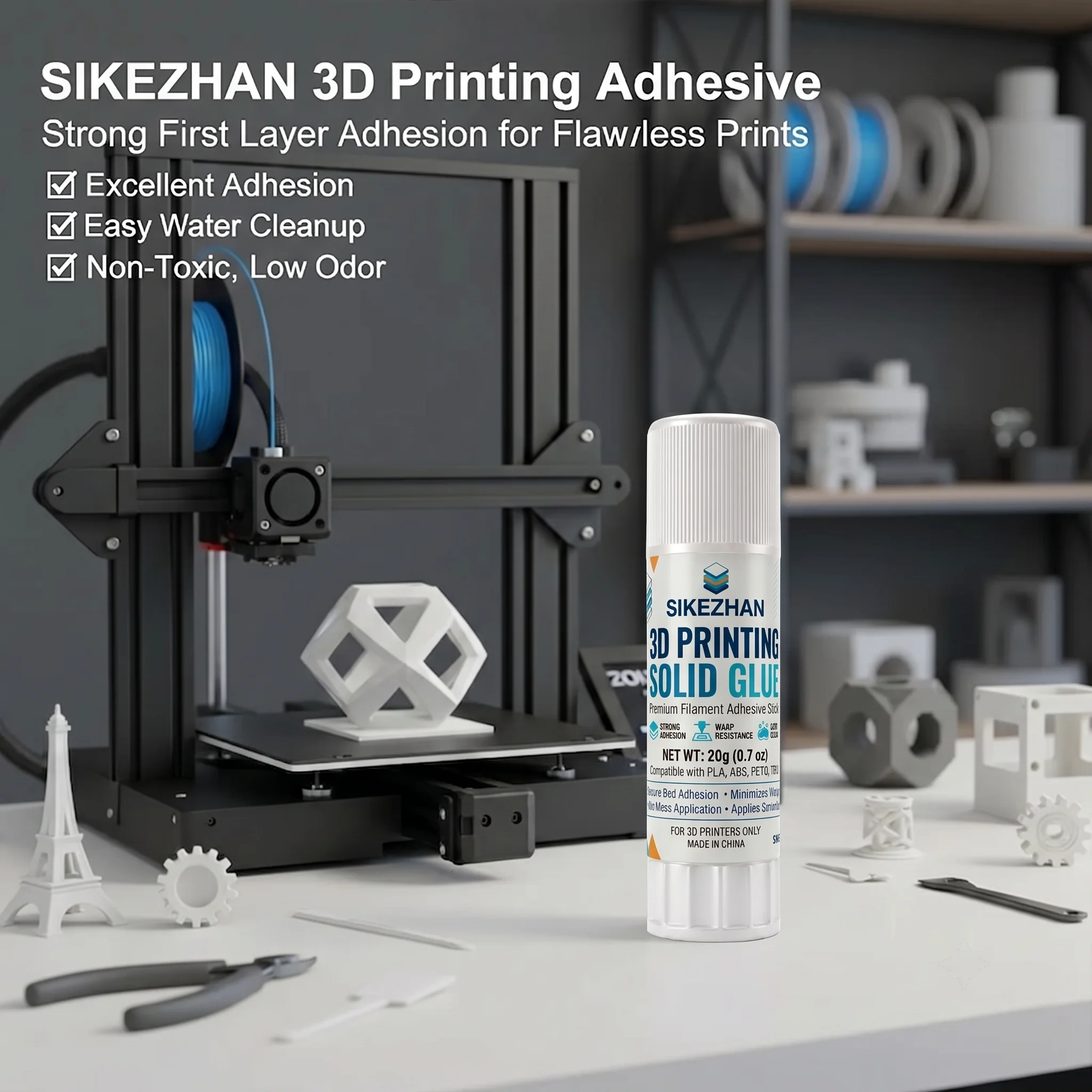 Professioneller 3D-Drucker Klebestift 20g Waschbarer Ungiftiger Bettklebstoff für PLA PETG, Anti-Verformungs-Druckzubehör – Detail 5