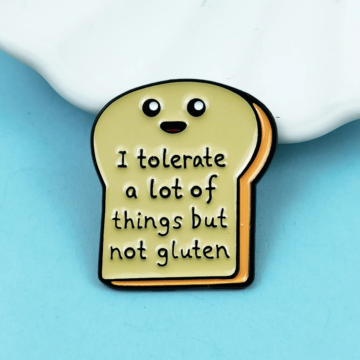 Fun English Toast Bread Pin Korean Style Metal Decorative Badge Unisex Bag Clothes Creative Accessories