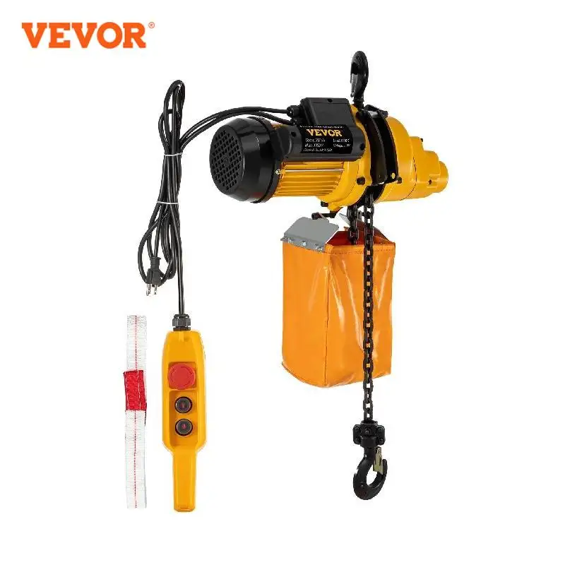 VEVOR 1300W Lifting Power System Electric Chain Hoist Winch with 15FT / 10FT Wired Remote Control with Emergency Stop Switch