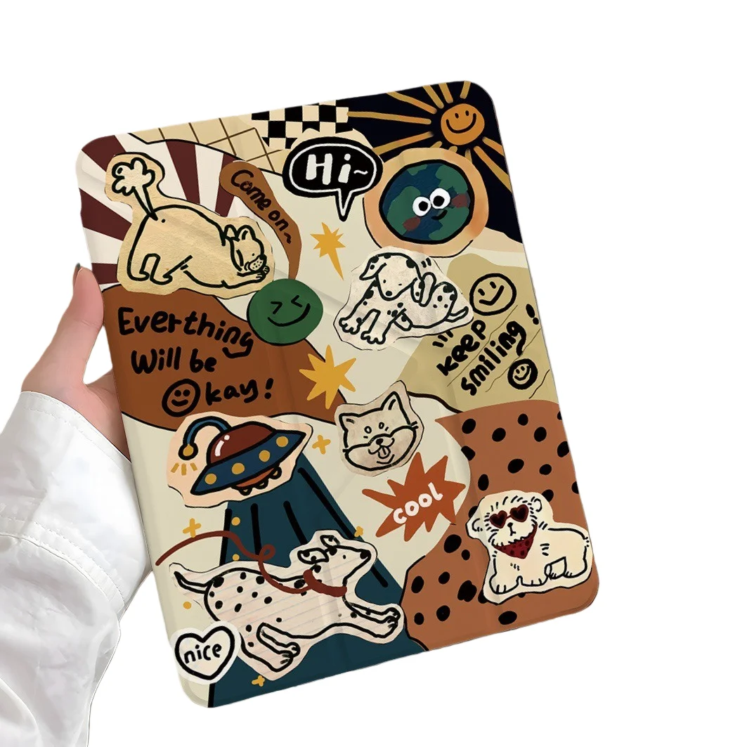 Cool Puppy Pen Slot Tablet Case For Mini 7 6 iPad Pro 2024 2022 2021 2020 2019 2018 2017 11 10 9 8 7 6 5 Air7 6 5 4 3 2 1 Cover