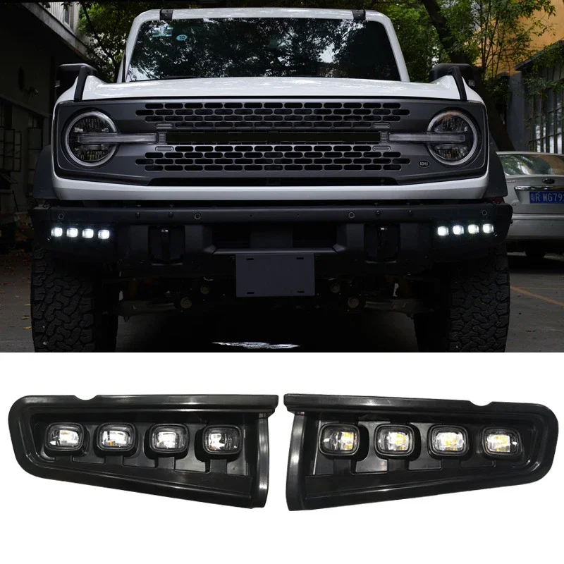 Original Two-Tone Daytime Running Light Fog Light Conversion Trim Fog Lamp For Ford Bronco 2021 2022 2023