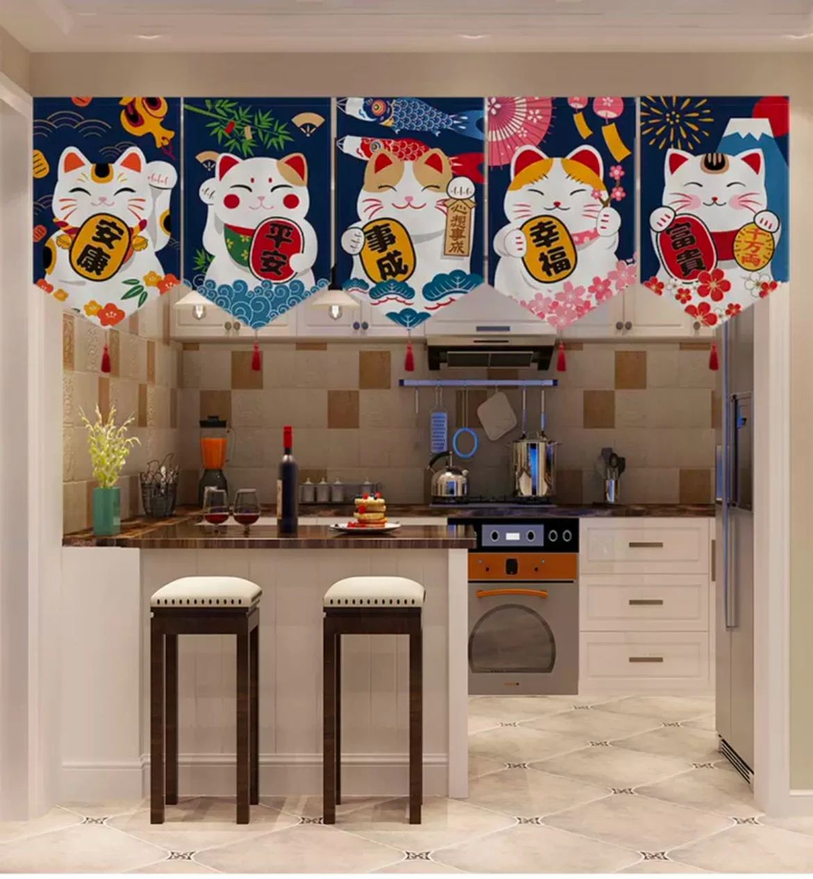 

5P TOP COOL Decoration HOME club hotel Hall Sushi kitchen Wall decor Decorative art auspicious Lucky Wealth Cat print painting