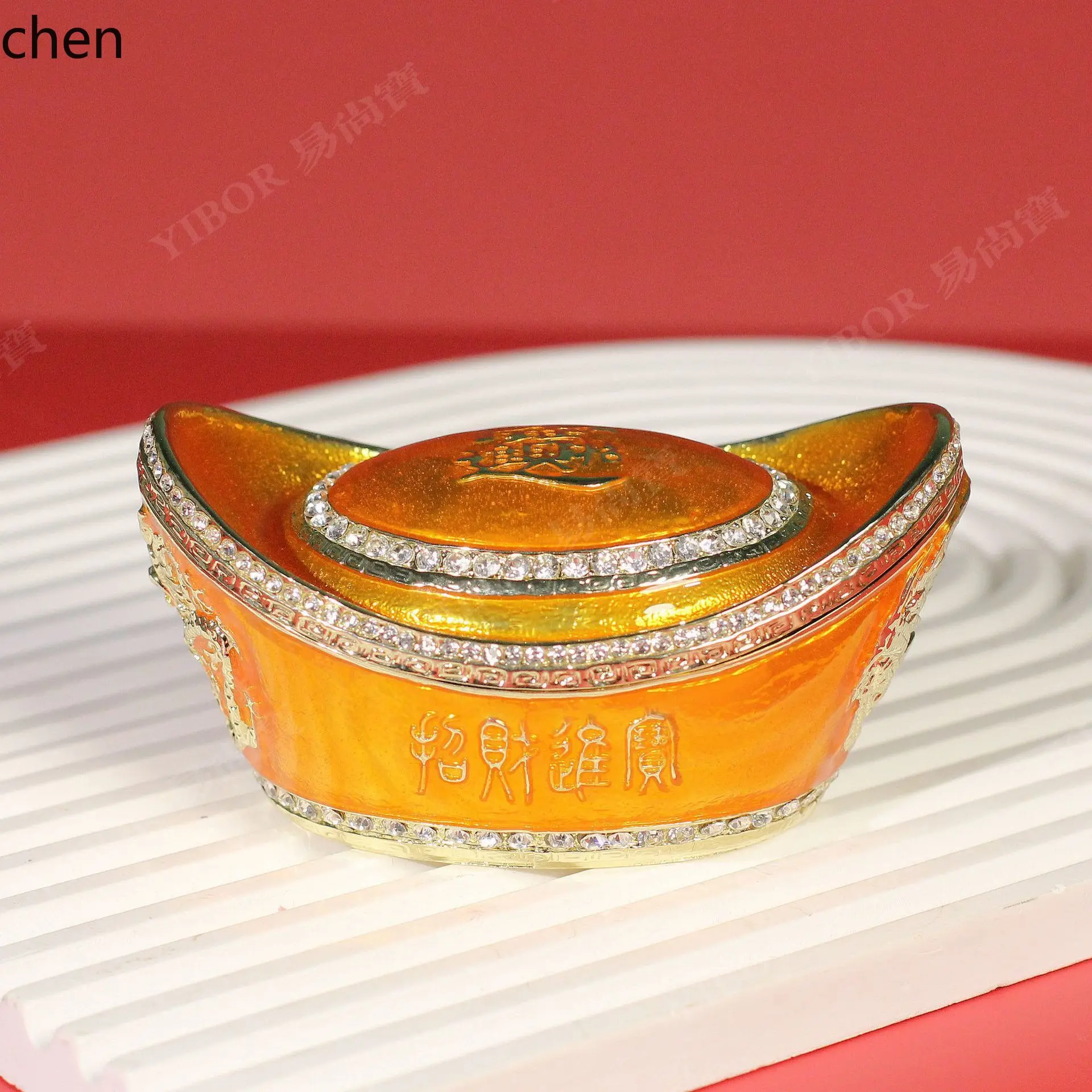 H1 Enamel Jewelry Box Craft, New Year's Gift for Good Fortune, Home Decorative Ornament for Wealth Attraction
