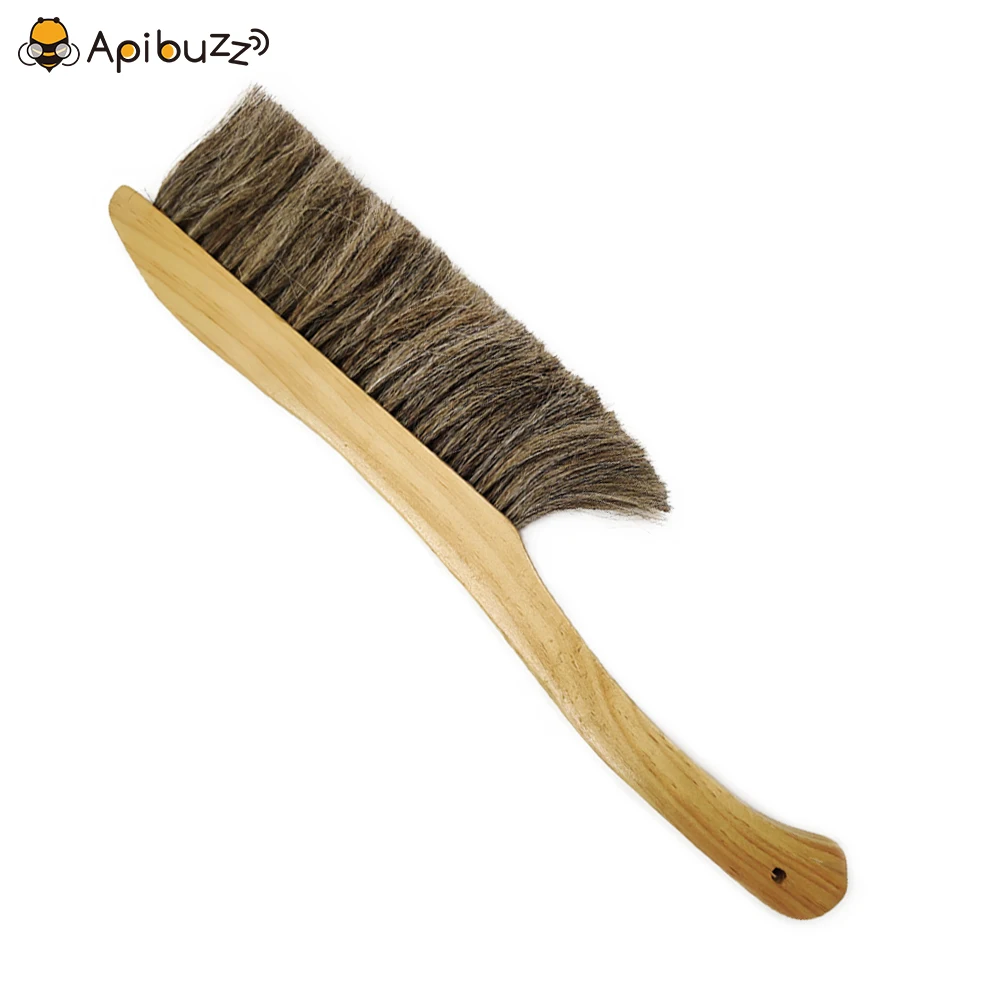 

3-Row Horse Hair Beekeeping Brush with Bended Wooden Handle Bee Sweeping Brush Cleaning Beehive or Bee Hive Frame Apiculture