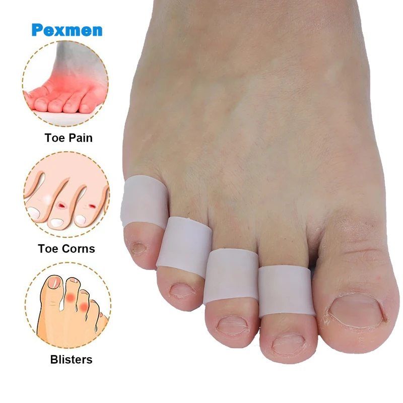 Pexmen 4/8/16Pcs Silicone Toe Protectors Open Pinky Toe Slee