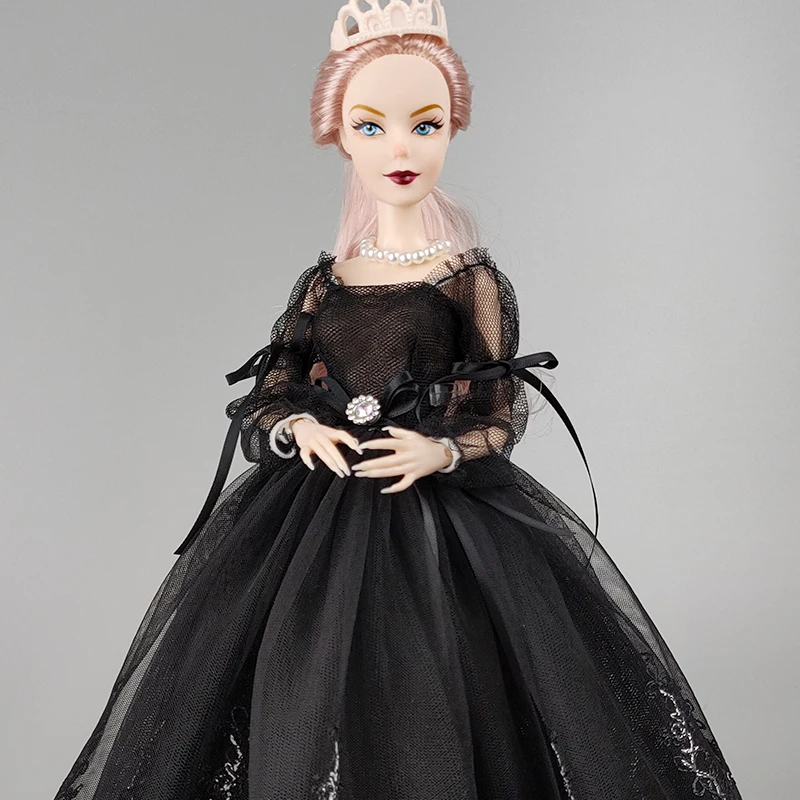 Black Handmade Clothes For 11.5" Doll Outfits Princess Dress 1/6 Dolls Accessories Puff Sleeve Bowknot Party Gown Toy view 6
