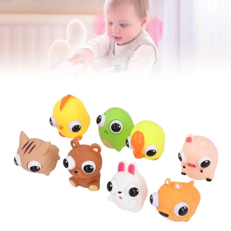 8pcs Cartoon Squeeze Toy Eyes Opening Stress Anxiety Relive Animal Squeezing Sensory Toy For Kids