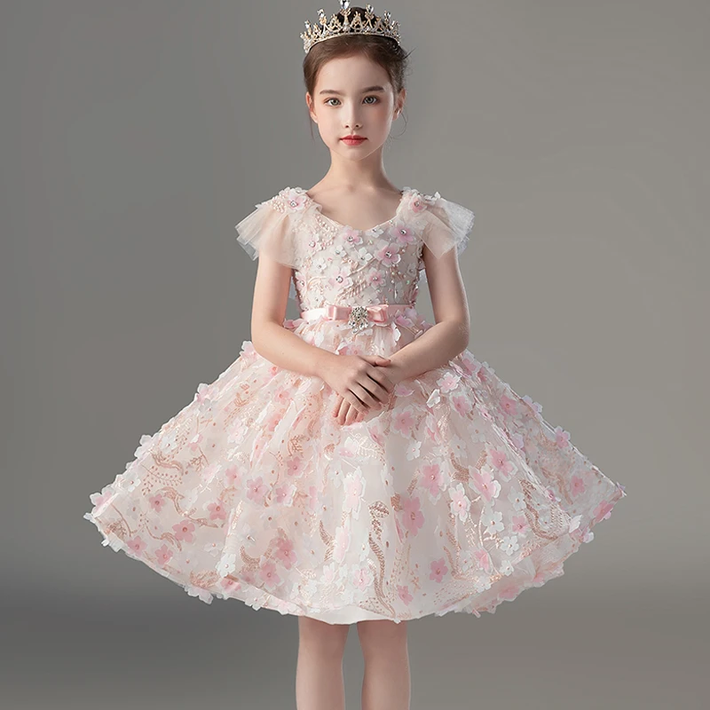 Flower Girl Party Birthday Dresses for Wedding Bridemaid Formal Occasion Dress Luxury Princess Pageant Short Evening Gowns Child